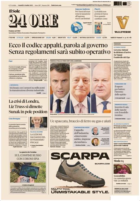 Periódico Il Sole 24 Ore Italia Periódicos De Italia Edición De