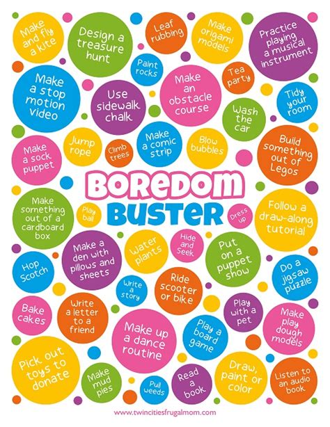Boredom Busters For Kids 7 Free Printable Posters With 42 Ideas