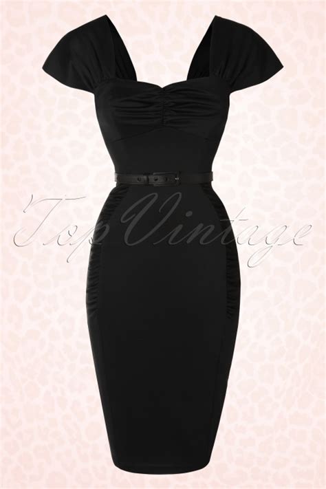 50s deadly dames poison ivy pencil dress in black