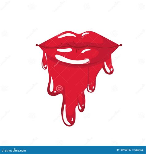 female lips dripping isolated icon stock vector illustration of fashion effect 139953187