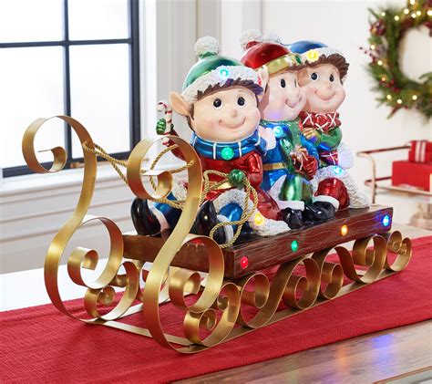 kringle express resin illuminated characters on sleigh