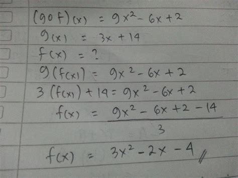 Rumus fungsi (f g h)(x) b. Diketahui (gof)(x)=9x2-6x+2.jika g(x)=3x+14,maka tentukanlah fungsi f(x) - Brainly.co.id