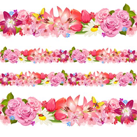 Beautiful Flower Borders Vector Material Free Download