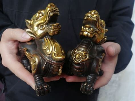 Pure Copper Pixiu Lucky Ornaments A Pair Of Pixiu Office Home Etsy