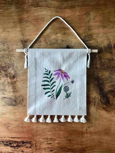Botanical Wall Hanging Wildflower Wall Art Ferns And Flowers Etsy Uk