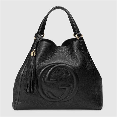 Gucci Soho Leather Shoulder Bag Black Semashow Com