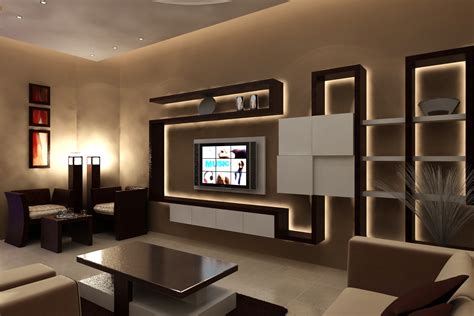 Modern Living Room Themes With Floating Tv Wall Shelf And Stylish
