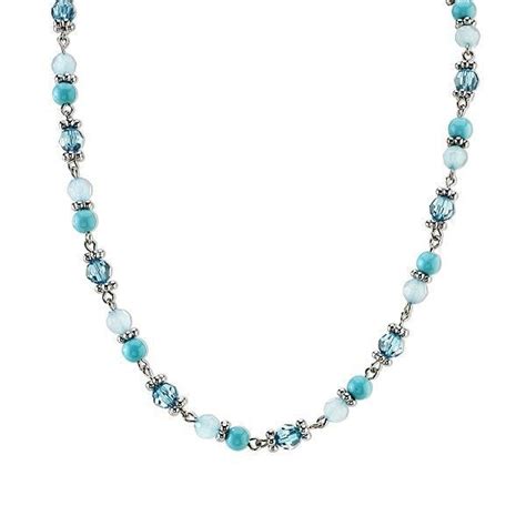 Silver Tone Turquoise Color Beaded Necklace With Images Beaded