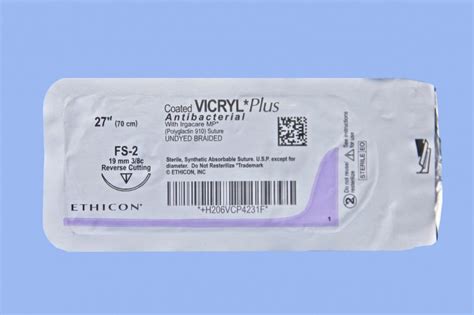 Ethicon Suture Vcp422h 4 0 Vicryl Plus Antibacterial Undyed 27 Fs