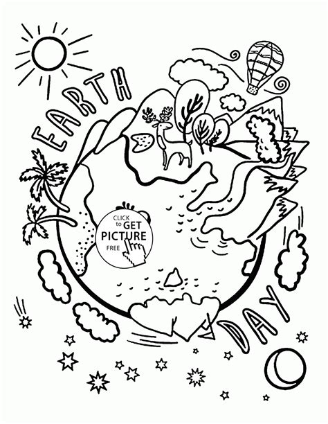 Beautiful Earth Celebration Earth Day Coloring Page For Kids