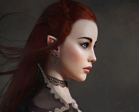 Arwen Kirill Repin Redhead Elf Face Princess Frumusete Luminos Fantasy HD Wallpaper