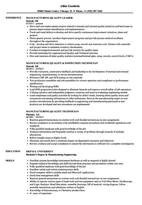 If you're searching for resume samples for a career change, try researching resume templates of people who are in that. Manufacturing Quality Resume Samples | Velvet Jobs