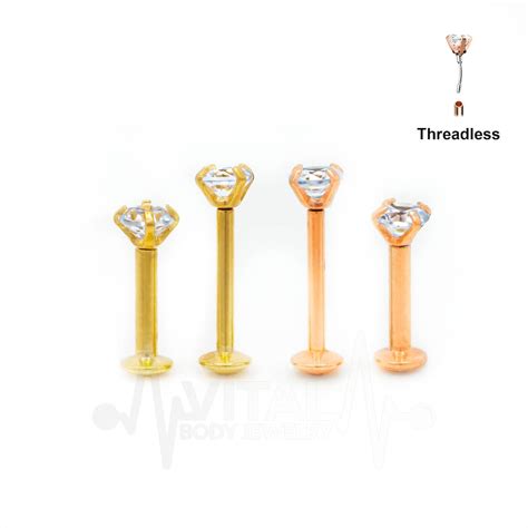 16g And 18g Threadless Push Pin Labret Stud Cubic Zirconia Etsyde