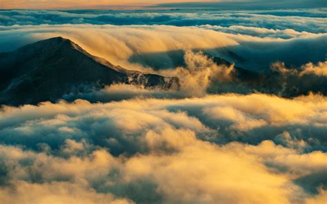 Mountain Peak Above Clouds 4k Coolwallpapersme