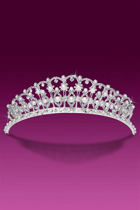Rhinestone Tiara Wedding Her Majesty Crystal And Pearls