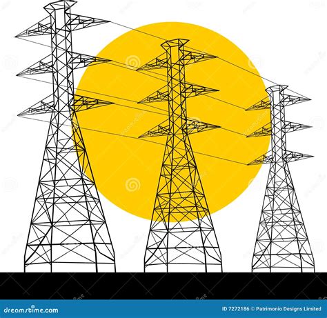 Electric Power Line Tower Pictogram High Voltage Electric Pylon Icon