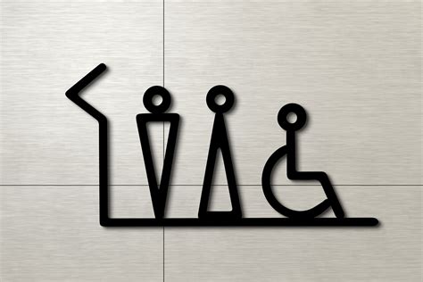 Wc Sign Modern Acrylic Male Female Disable Restroom Sign For Etsy