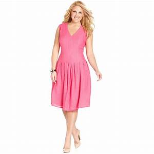 Anne Klein Plus Size Sleeveless Pleated Dress In Pink Lyst
