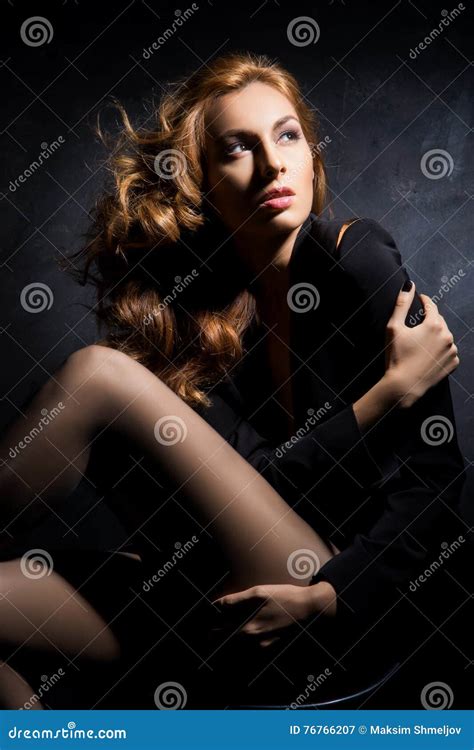 Young Beautiful Model Posing In A Studio Stock Image Image Of Light