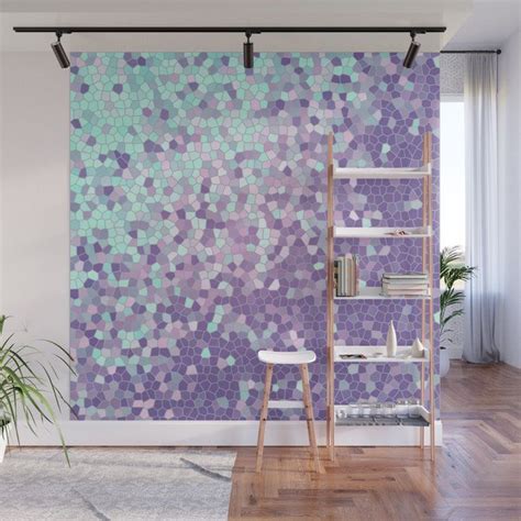 Aqua And Violet Purple Mosaic Wall Mural By Fischerfinearts Society6