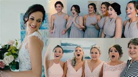 Bridesmaids React To Bride In Wedding Dress Youtube