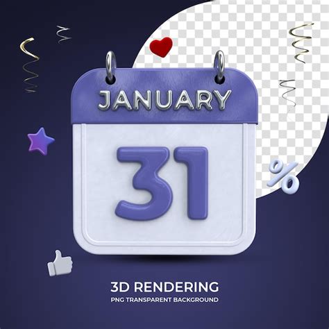 31 De Enero Calendario Renderizado 3d Archivo Psd Premium