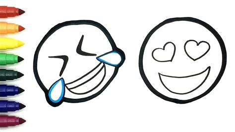 How To Draw Laughing Heart Eyes Crying Emoji Faces Drawing Coloring