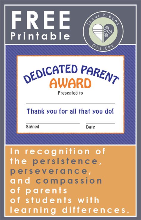 Dedicated Parent Award For Moms And Dads Of Ldinner Pieces Gallery