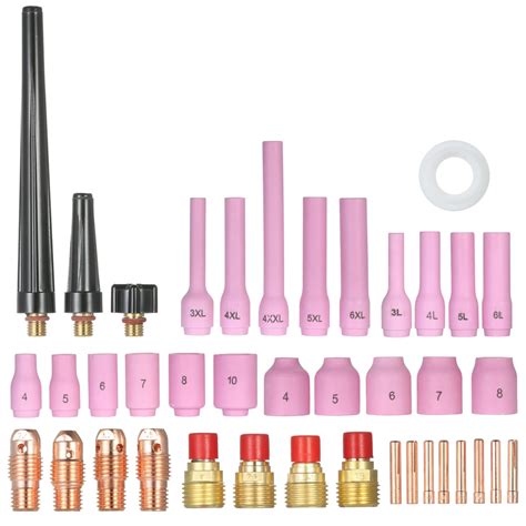 40pcs Set TIG Welding Torch Accessories Kit Collets Body Alumina Nozzle