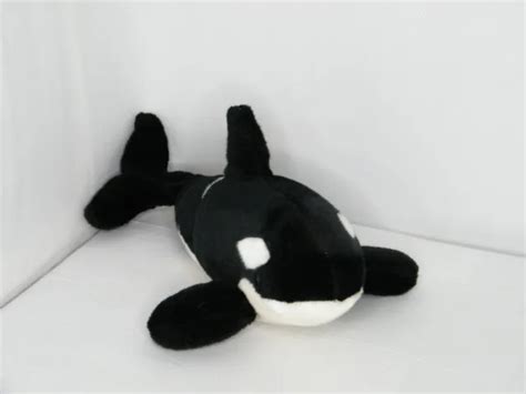 Sea World Shamu Orca Killer Whale Plush Black White Gray Stuffed Animal