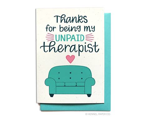 Funny Thank You Card For Friend Thanks For Being My Unpaid Etsy