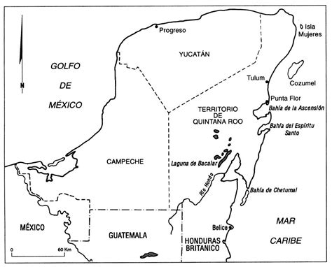 Mapa De Belice Y Mexico