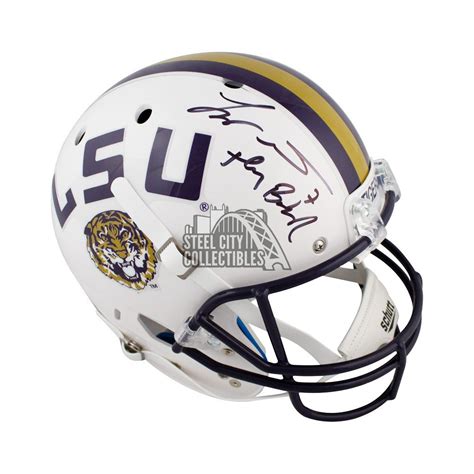 Tyrann Mathieu Honey Badger Autographed LSU White Full Size Football Helmet BAS Steel City
