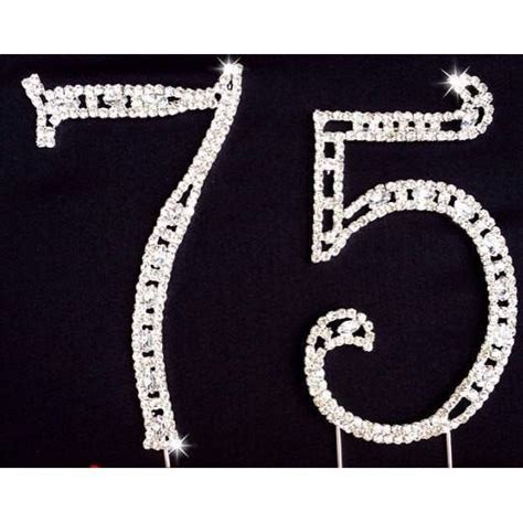 75th Birthday Cake Decorations Silver 75th Anniversary Cake Topper With