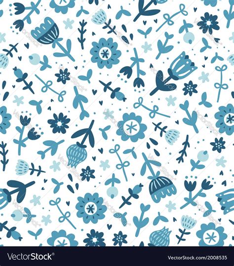 Blue Floral Print Pattern Royalty Free Vector Image
