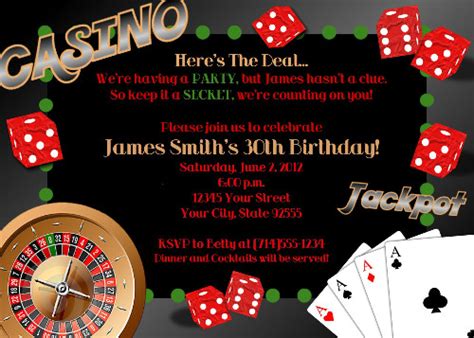 casino birthday party invitations ideas  printable