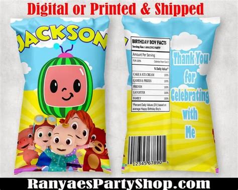 Edit Yourself Cocomelon Chip Snack Bag Printable Cocomelon Chip Bags