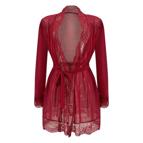 buy erotic red sexy robe with lace detailing online in australia fancy lingerie