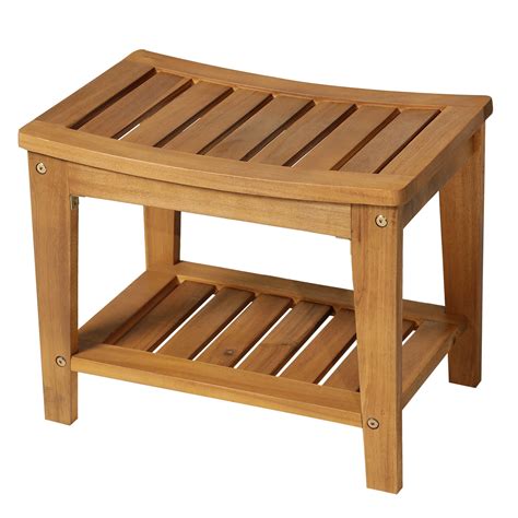 Homcom Modern Natural Solid Acacia Wood Sturdy Bathroom Shower Bench