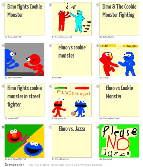 Elmo Fights Cookie Monster Drawception