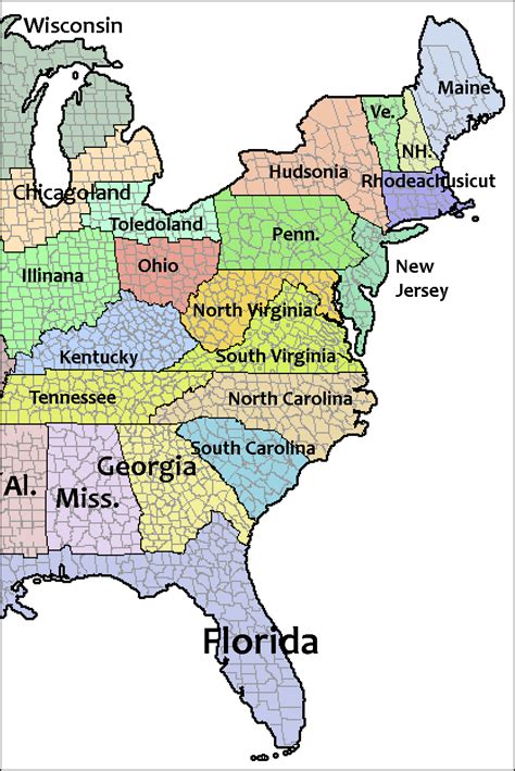 Map Of Eastern U S States World Map