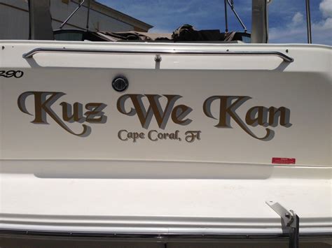 Custom Speed Boat Name And Port Of Call Vinyl Lettering 1 Color Shadow
