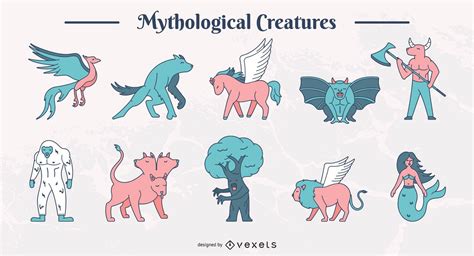Mythological Creatures Set Vector Download