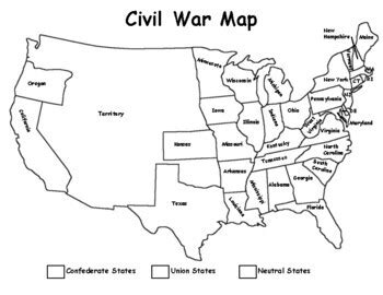 Blank Civil War Maps North And South