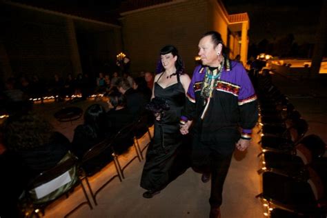 an evening wedding with a spiral aisle and both pagan and native american traditions offbeat