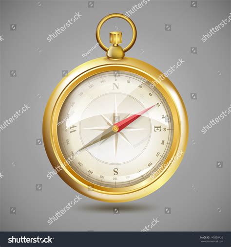 Golden Realistic Detailed Compass Stock Illustration 145558426