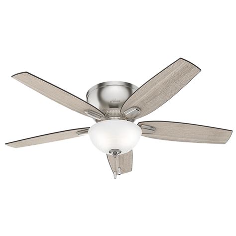 The fan's beautiful brushed nickel finish is paired with five reversible blades in dark gray washed oak and blackened oak finishes to easily blend with today's decor trends. Hunter Oberlin 52 in. LED Indoor Brushed Nickel Ceiling ...