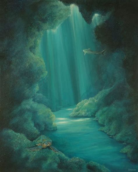 Underwater Cave Iv Original Painting Deep Impressions Underwater Art