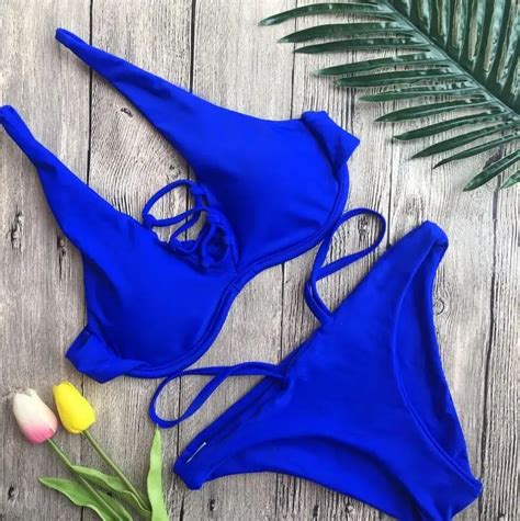 2018 Sexy Solid Top Thong Micro Bikini Women Swimsuit Brazilian Bikinis Set Bathing Suit Beach