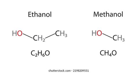 Ethanol Ve Methanol Molecular Models Chemical Stock Vector Royalty